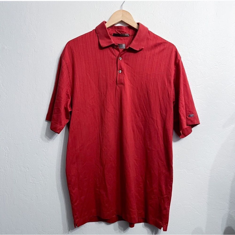 NIKE TIGER WOODS Men's Fit Dry Polo‎ Top Red Shirt Sz Large Dri-Fit NWOT
